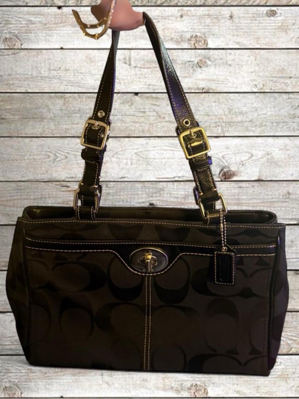 Black Signature coach bag